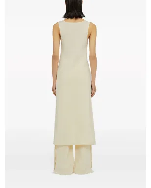 Jil Sander Vネックリブ編みミディドレス ホワイト - サムネイル3