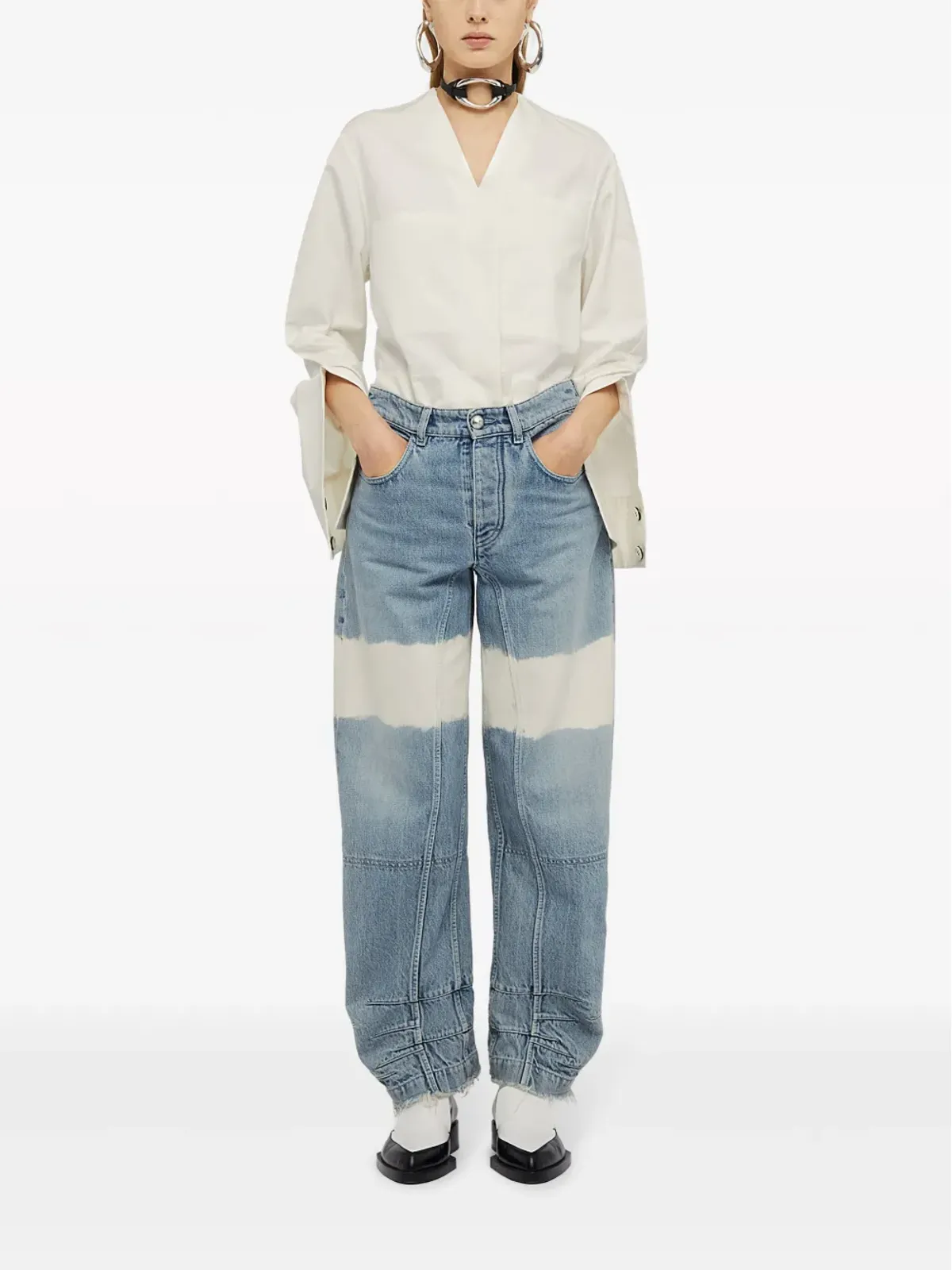 Jil Sander ハイウエスト カラーブロック ジーンズ - ブルー - 画像2