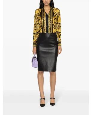Versace ヘリテージ Baroccoプリント シルクシャツ ブラック - サムネイル2