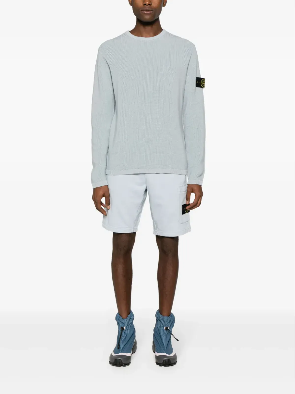 Stone Island コンパスアップリケ コットン トラックショーツ - 画像2