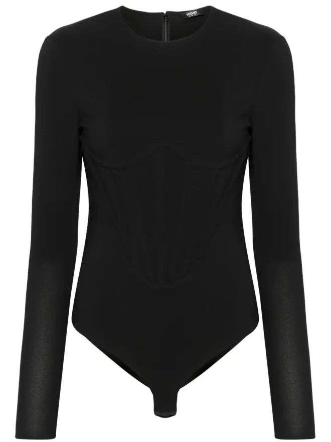 VERSACE Versace ボーン入りクレープボディスーツ - ブラックの商品画像