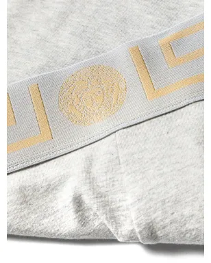 Versace グレカ柄ウエストバンド コットン ボーイショーツ - グレー - サムネイル3