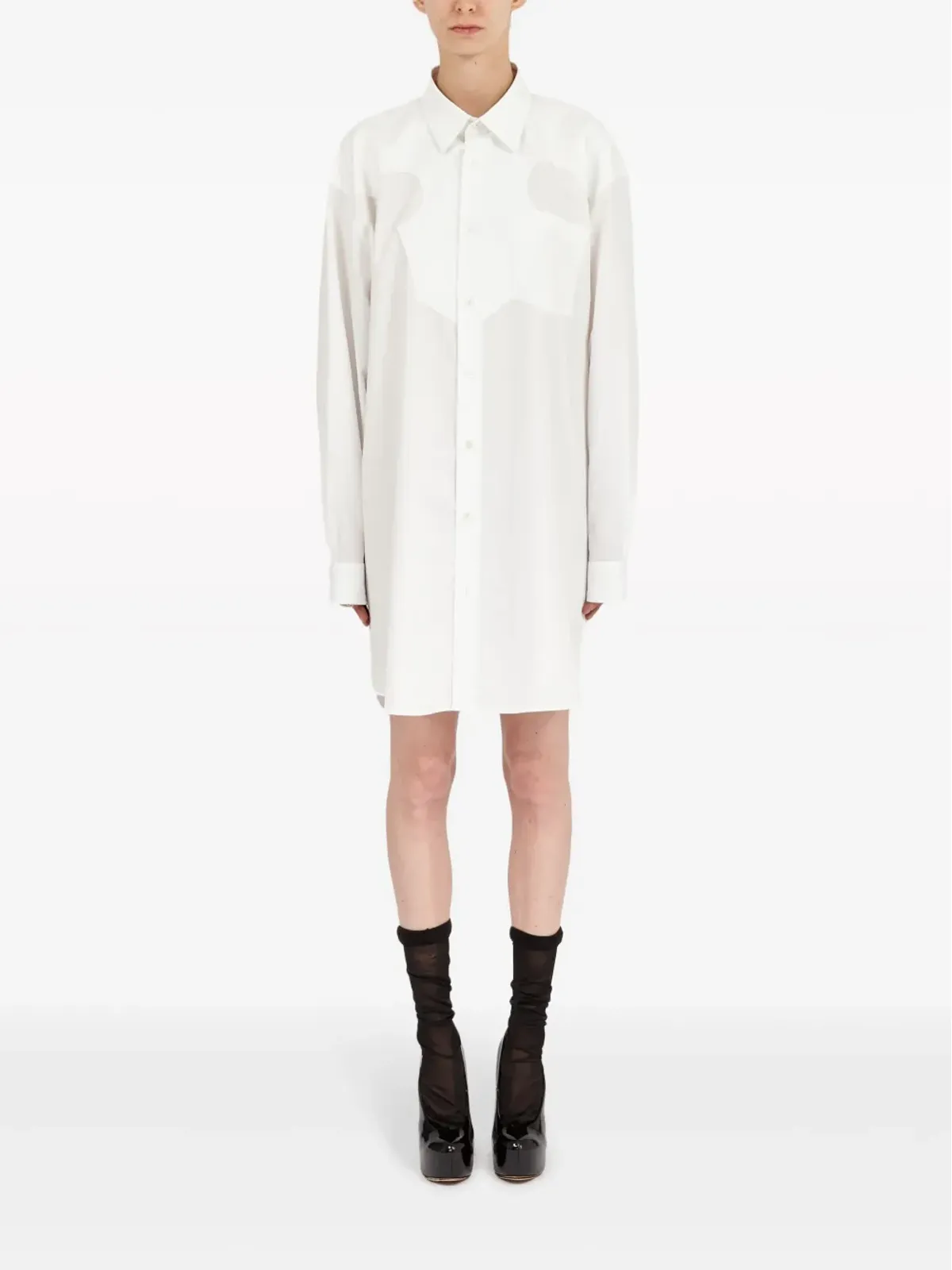 Maison Margiela コットンポプリン ミニシャツドレス - ホワイト - 画像2