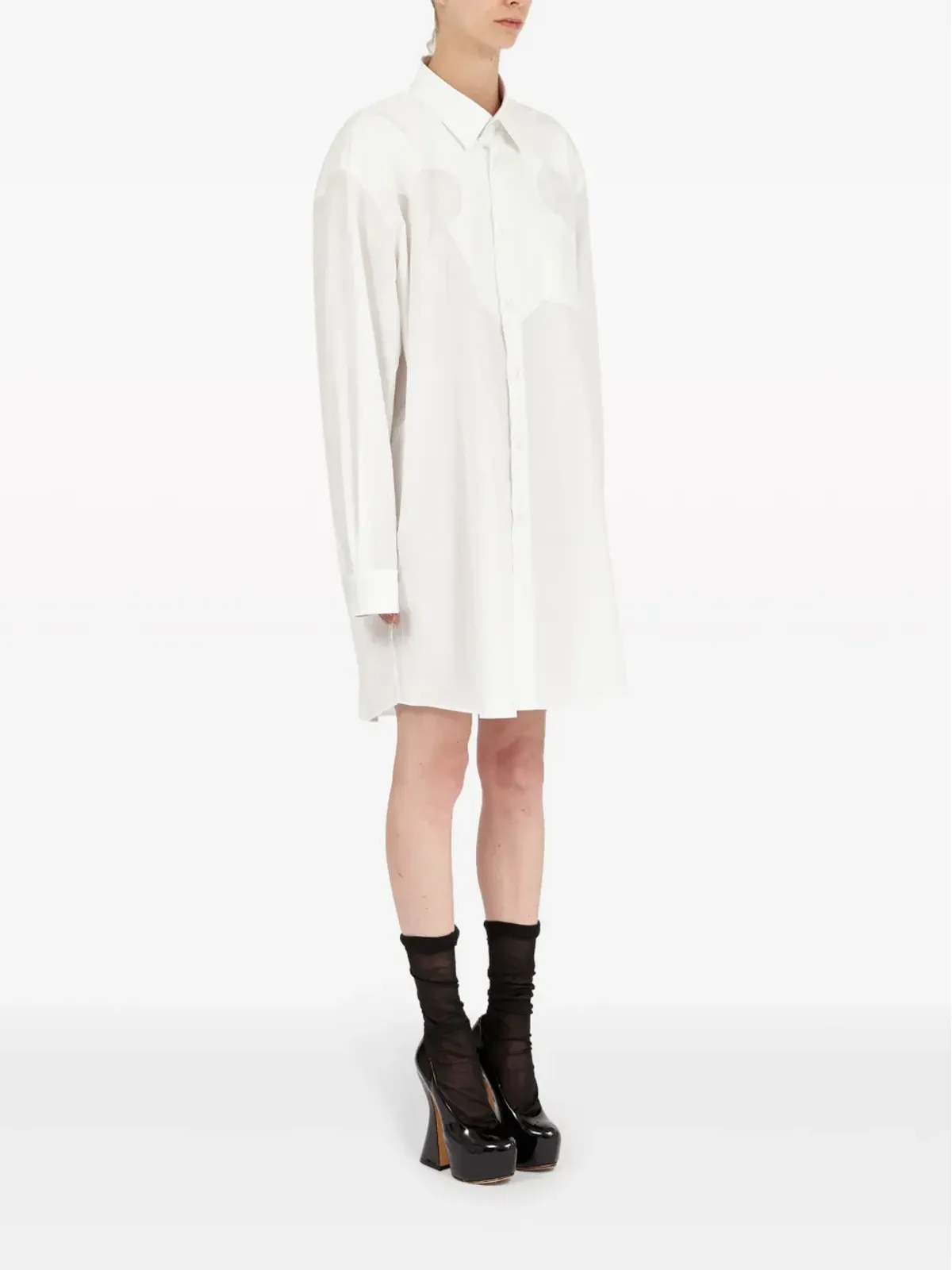 Maison Margiela コットンポプリン ミニシャツドレス - ホワイト - 画像3