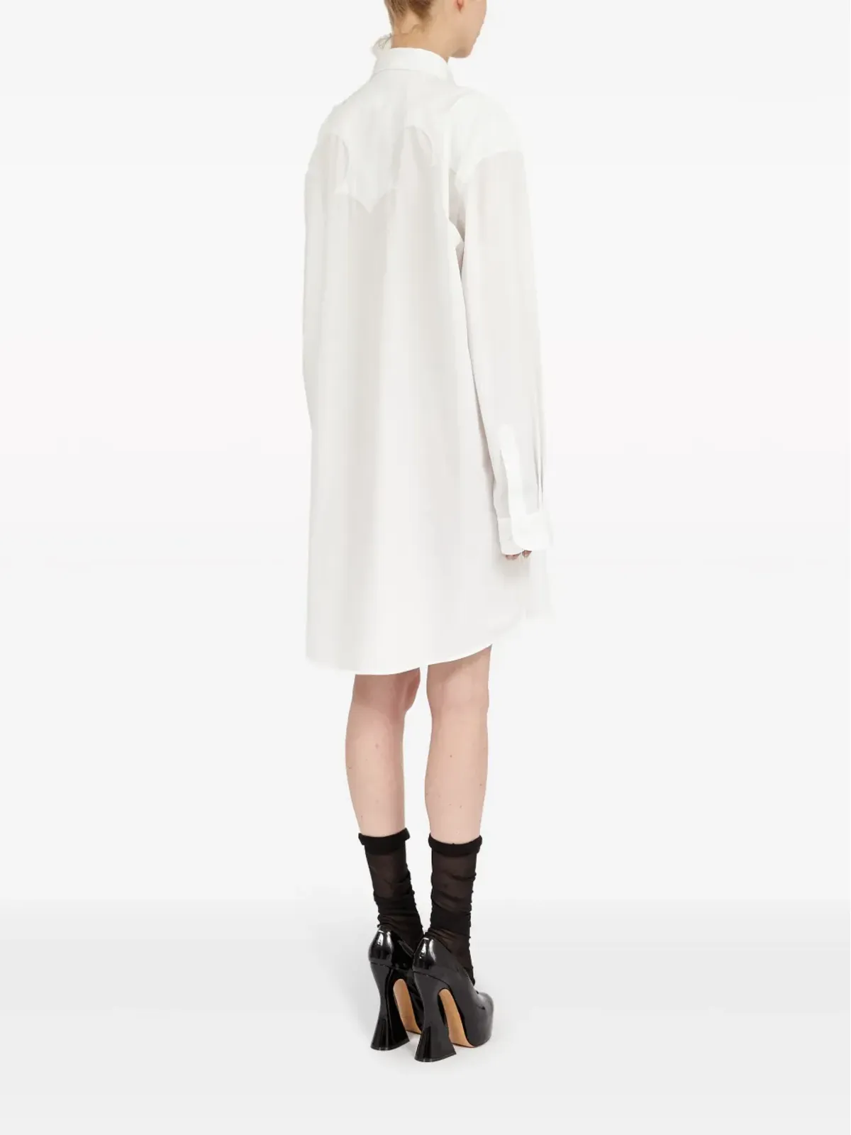 Maison Margiela コットンポプリン ミニシャツドレス - ホワイト - 画像4