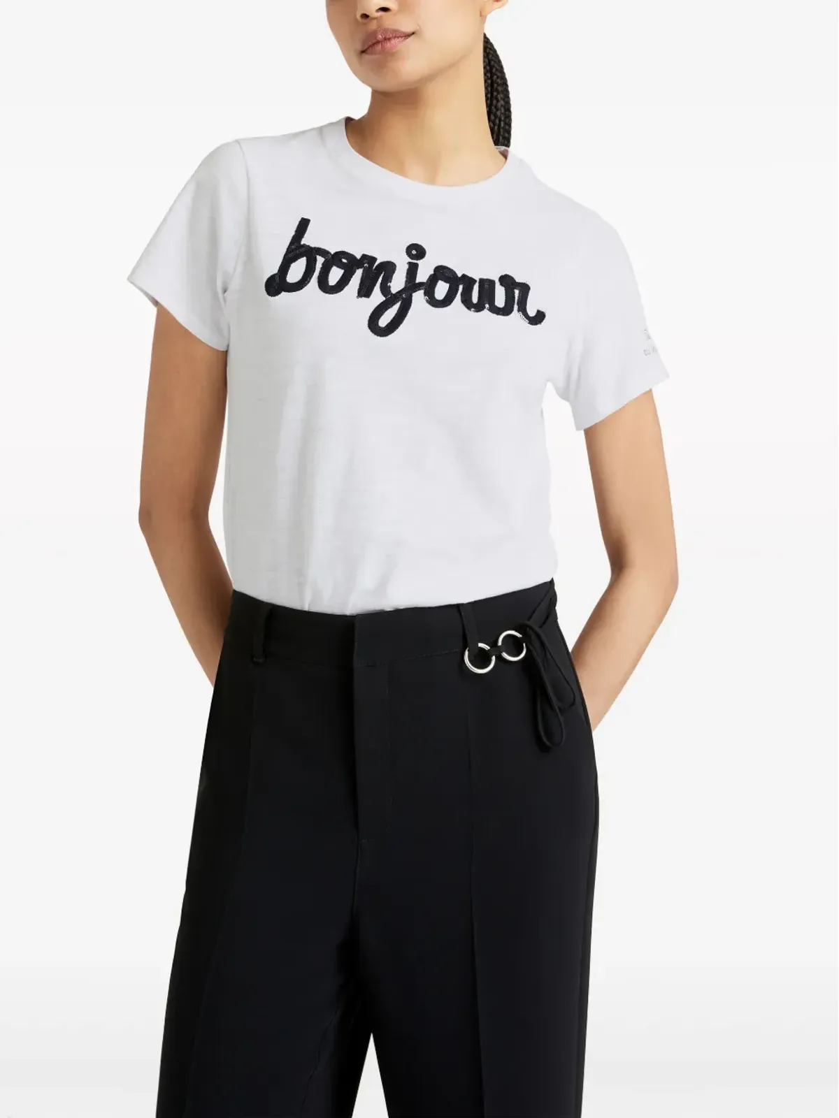 Cinq A Sept ボンジュール コットン Tシャツ - 画像2