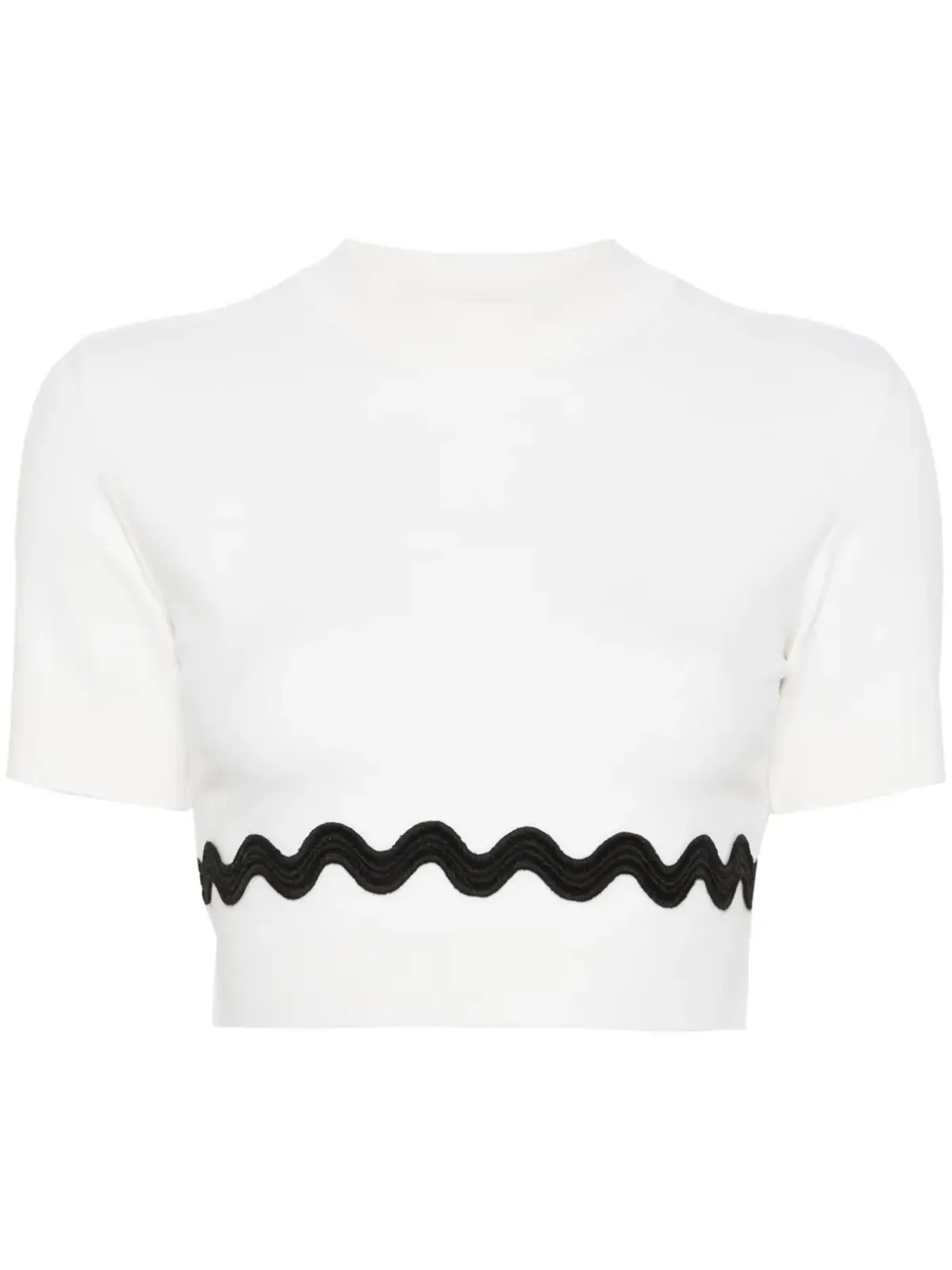 Patou ウェーブ クロップドセーター - White - 画像1
