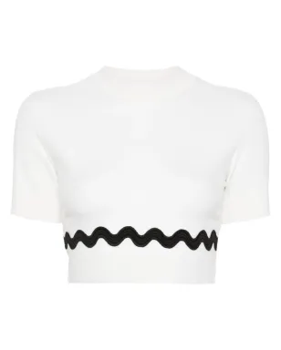 Patou ウェーブ クロップドセーター - White - サムネイル1