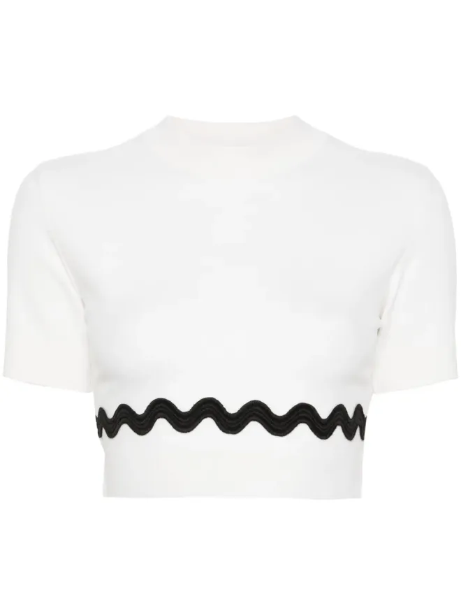 Patou Patou ウェーブ クロップドセーター - Whiteの商品画像