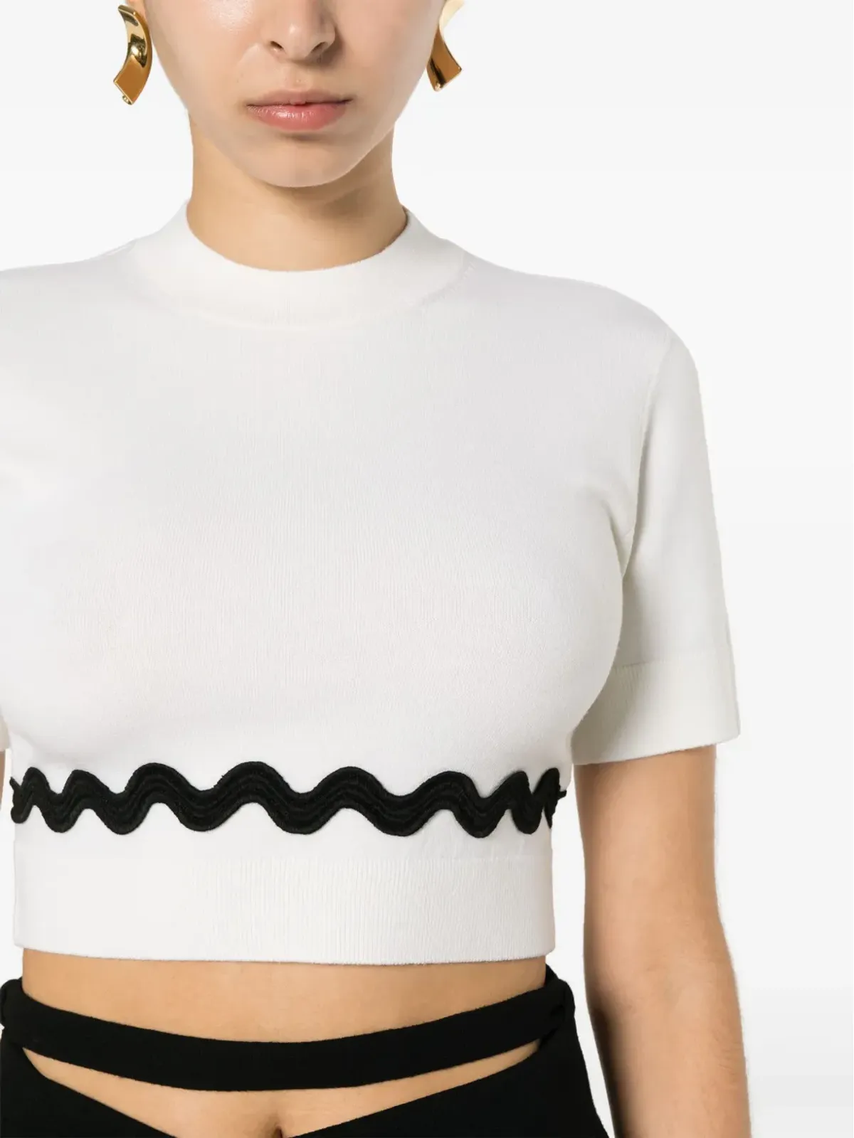 Patou ウェーブ クロップドセーター - White - 画像5