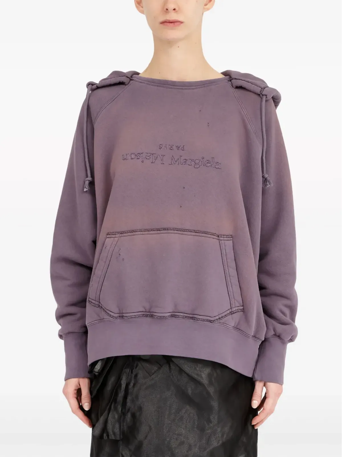 Maison Margiela リバースロゴ コットン フーディー - パープル - 画像2