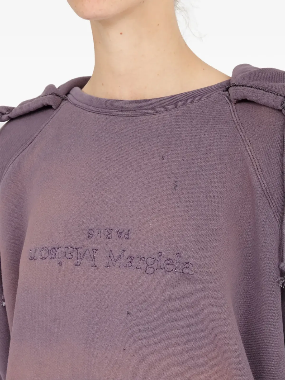 Maison Margiela リバースロゴ コットン フーディー - パープル - 画像4