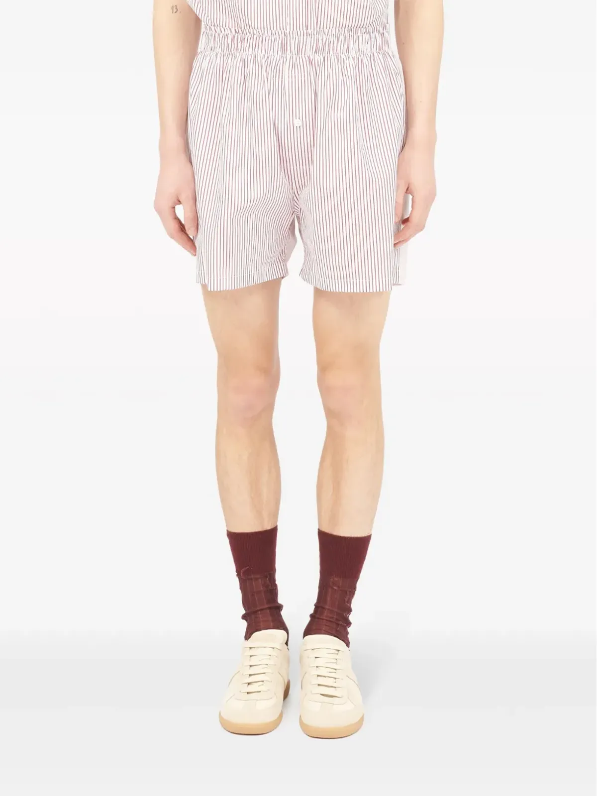 Maison Margiela ストライプ柄コットンショーツ - レッド - 画像2