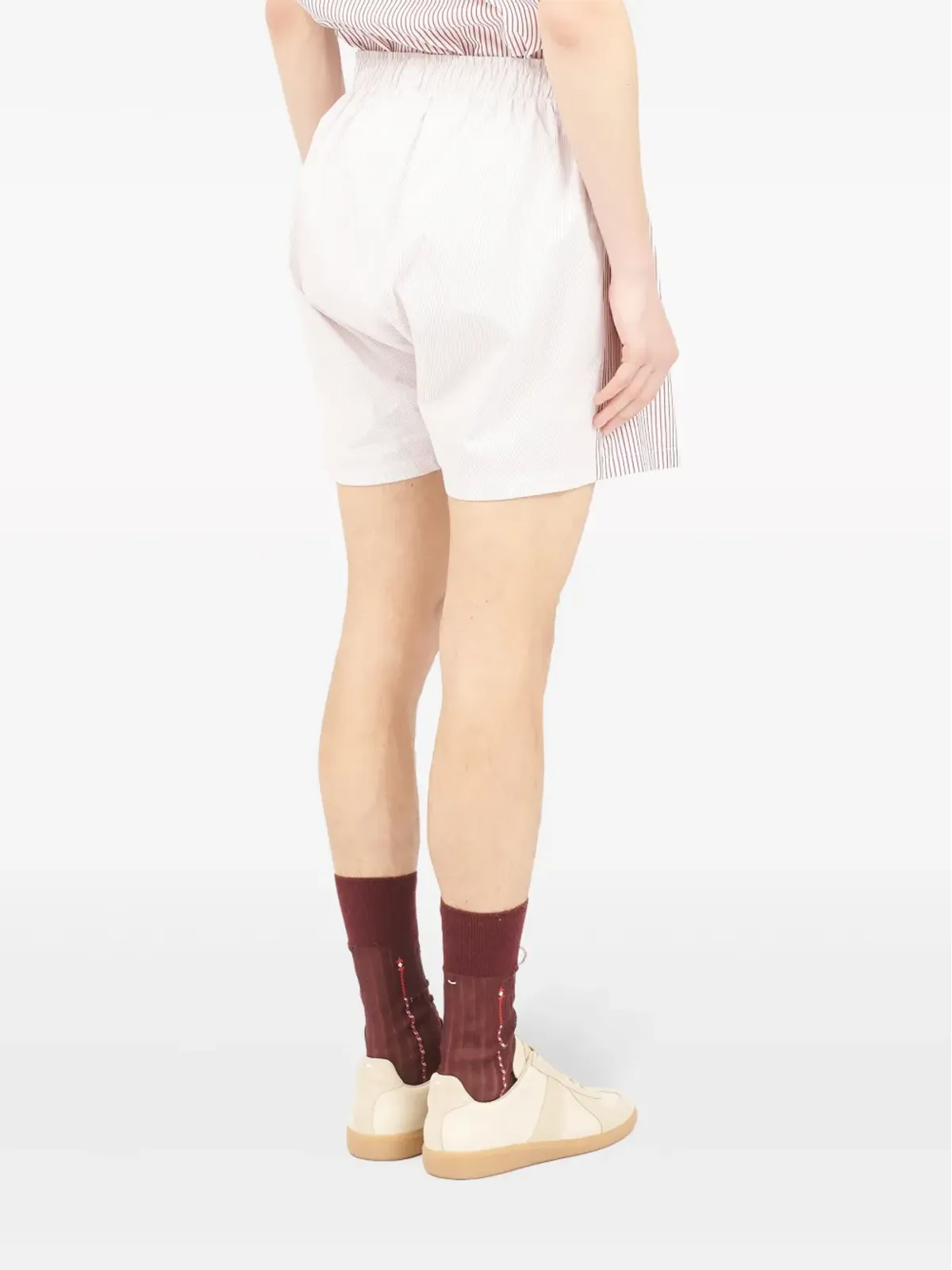 Maison Margiela ストライプ柄コットンショーツ - レッド - 画像4