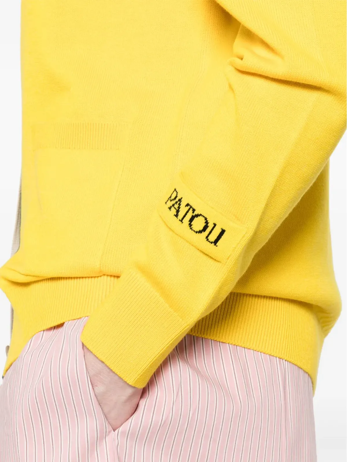 Patou インターシャニット ロゴ カーディガン - イエロー - 画像5
