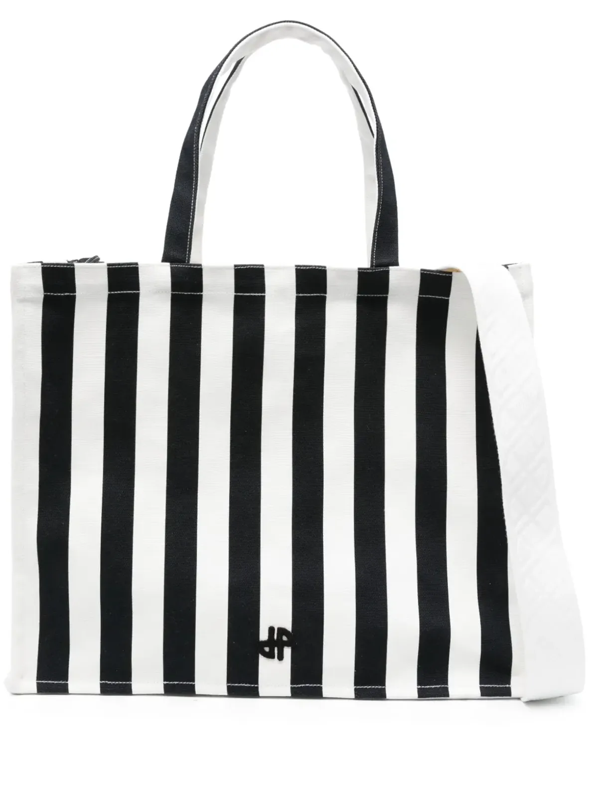 Patou 大型 JPストライプ キャンバス トートバッグ - ホワイト - 画像1
