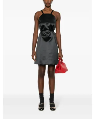 Patou ベルト付きサテンミニドレス - ブラック - サムネイル2