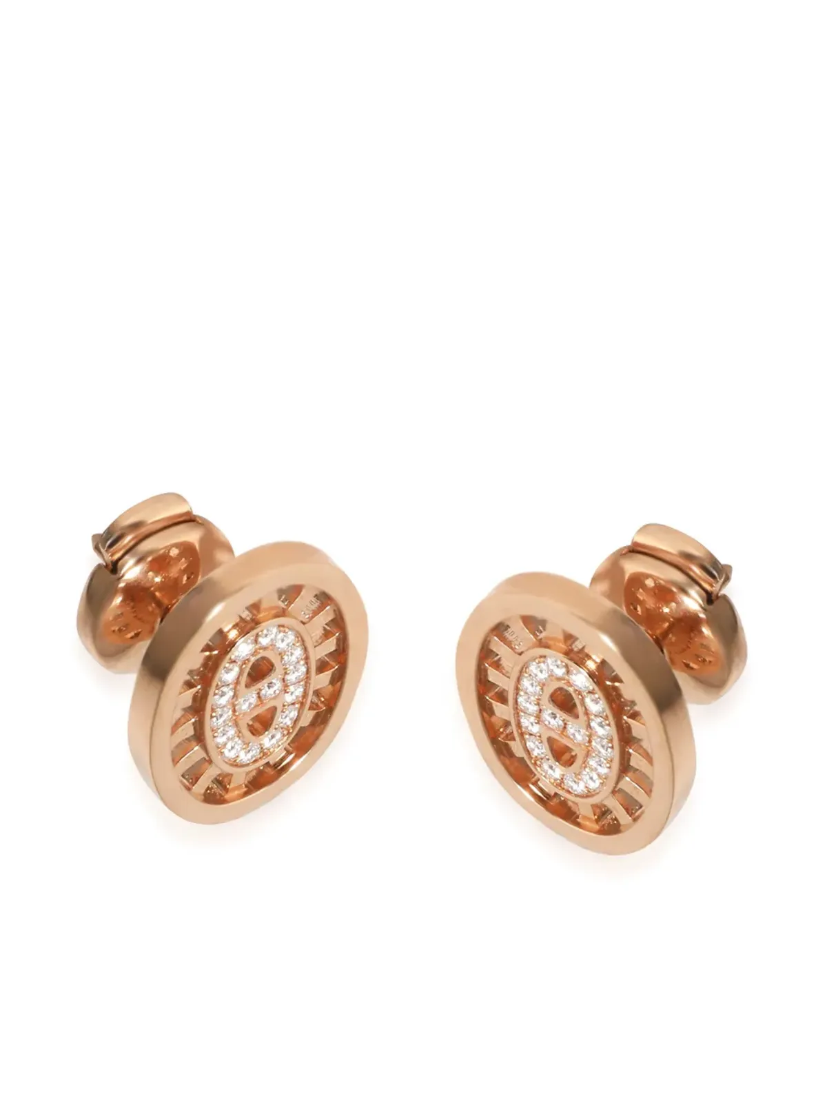 Hermès ビンテージ 18K ローズゴールド Chaîne d'Ancre ダイヤモンド イヤリング - 画像3