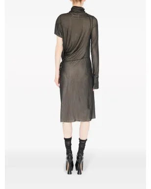 Maison Margiela アシンメトリック リュシュド ミディドレス - ブラック - サムネイル5