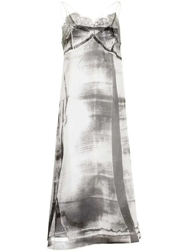Maison Margiela Maison Margiela フリーズフレーム シルク ミディドレス グレーの商品画像