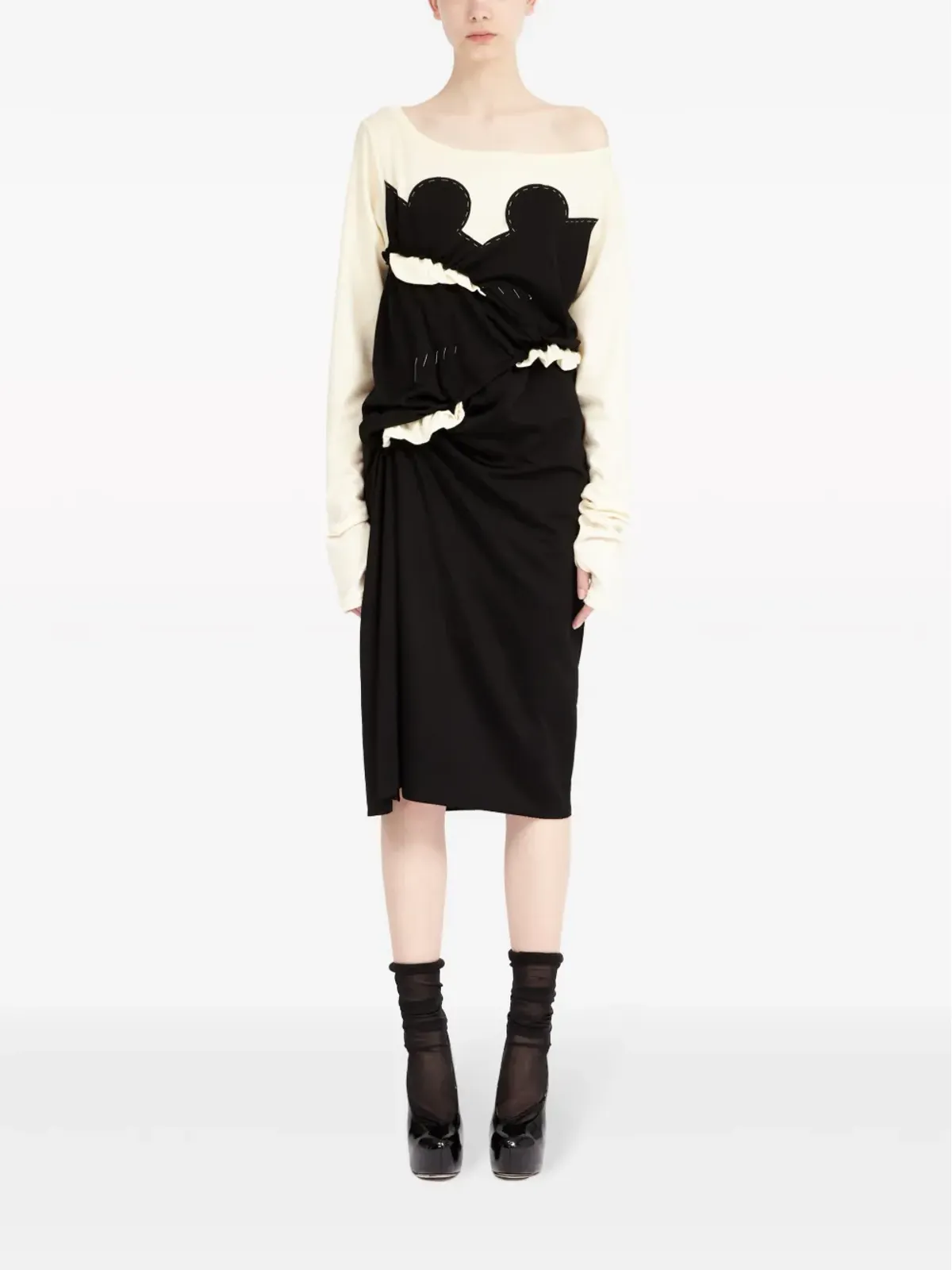ビンテージ Maison Margiela Spliced-jersey ミディドレス - 画像2
