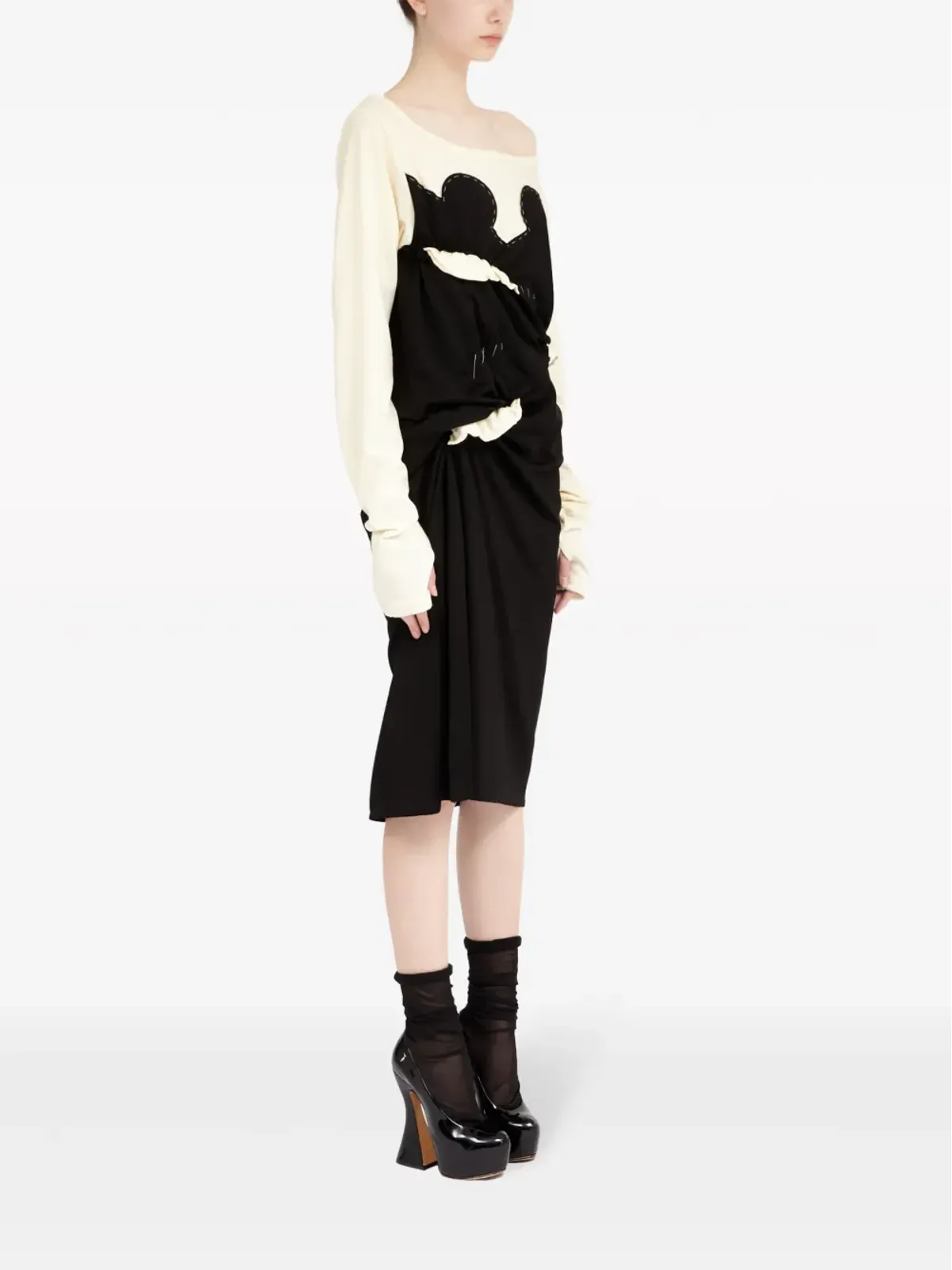 ビンテージ Maison Margiela Spliced-jersey ミディドレス - 画像3