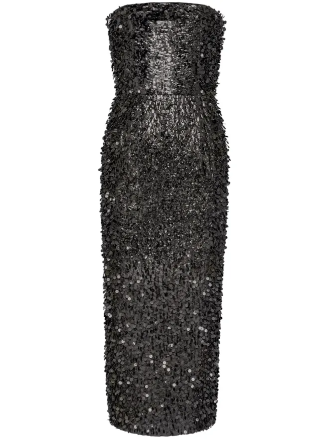 Maison Margiela Maison Margiela 手刺繍のスパンコール ミディドレス - ブラックの商品画像