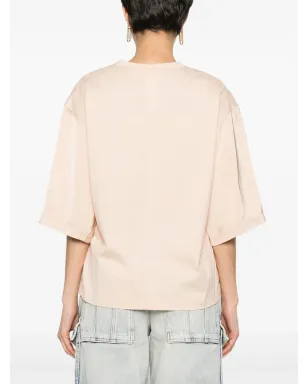 Fabiana Filippi サテンディテールのコットンTシャツ - ニュートラルカラー - サムネイル4