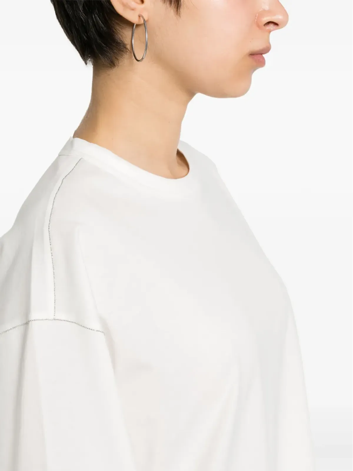 Fabiana Filippi チェーンディテールのコットンTシャツ - ホワイト - 画像5