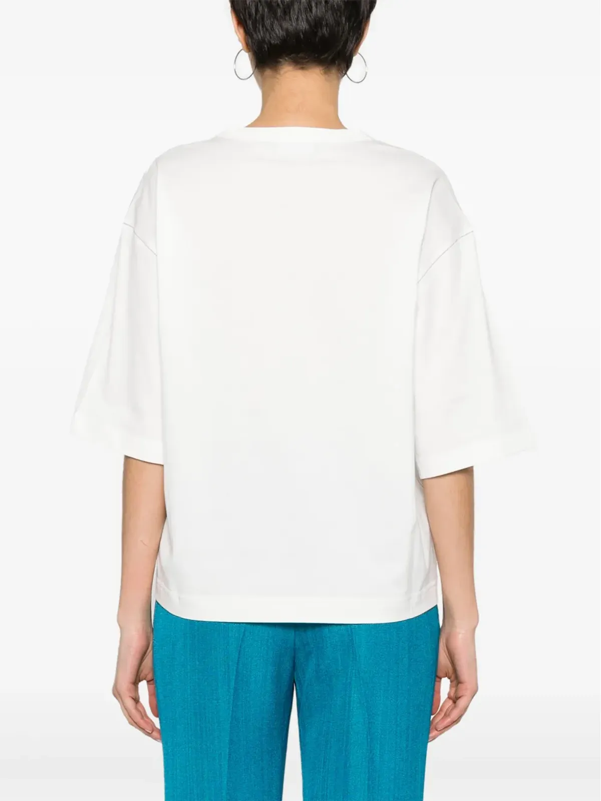 Fabiana Filippi チェーンディテールのコットンTシャツ - ホワイト - 画像4