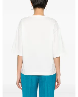 Fabiana Filippi チェーンディテールのコットンTシャツ - ホワイト - サムネイル4