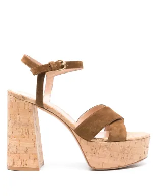 Gianvito Rossi 128mmスエードプラットフォームサンダル - ブラウン - サムネイル1