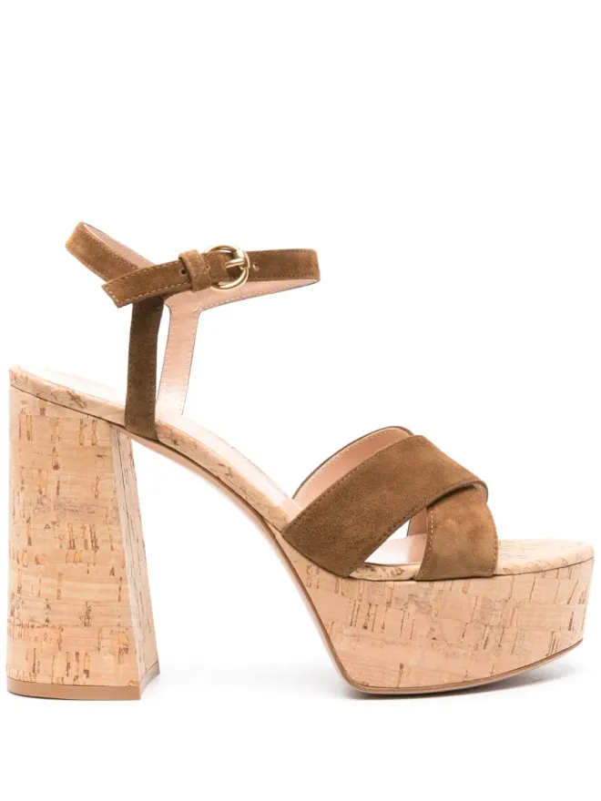 Gianvito Rossi Gianvito Rossi 128mmスエードプラットフォームサンダル - ブラウンの商品画像