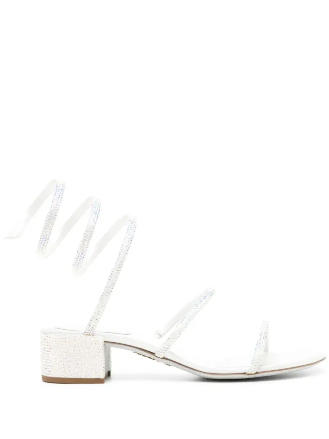René Caovilla René Caovilla Cleo embellished leather sandals - Whiteの商品画像