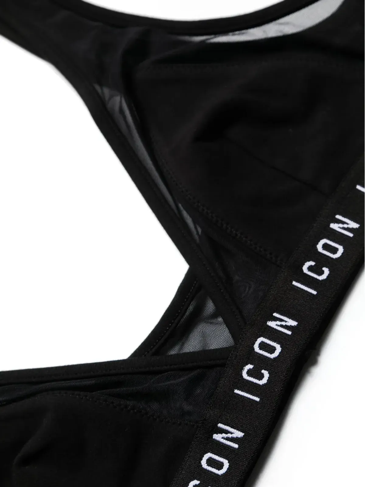 DSQUARED2 ロゴ入りアンダーバンド・パネルドメッシュ ブラジャー - ブラック - 画像3