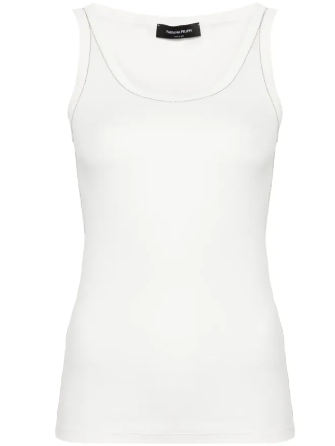 Fabiana Filippi Fabiana Filippi チェーンディテール入りリブ編みタンクトップ - ホワイトの商品画像
