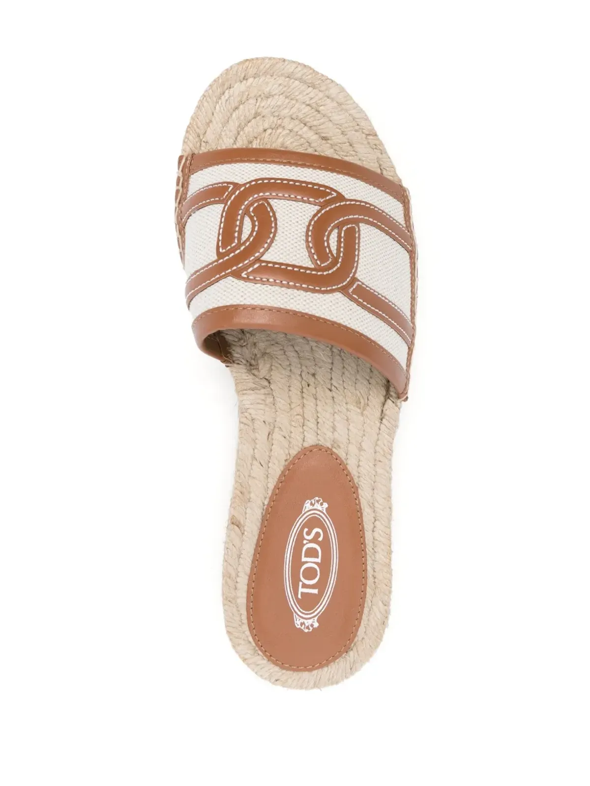 Tod's Catena ロゴ刺繍エスパドリーユ ニュートラルカラー - 画像4