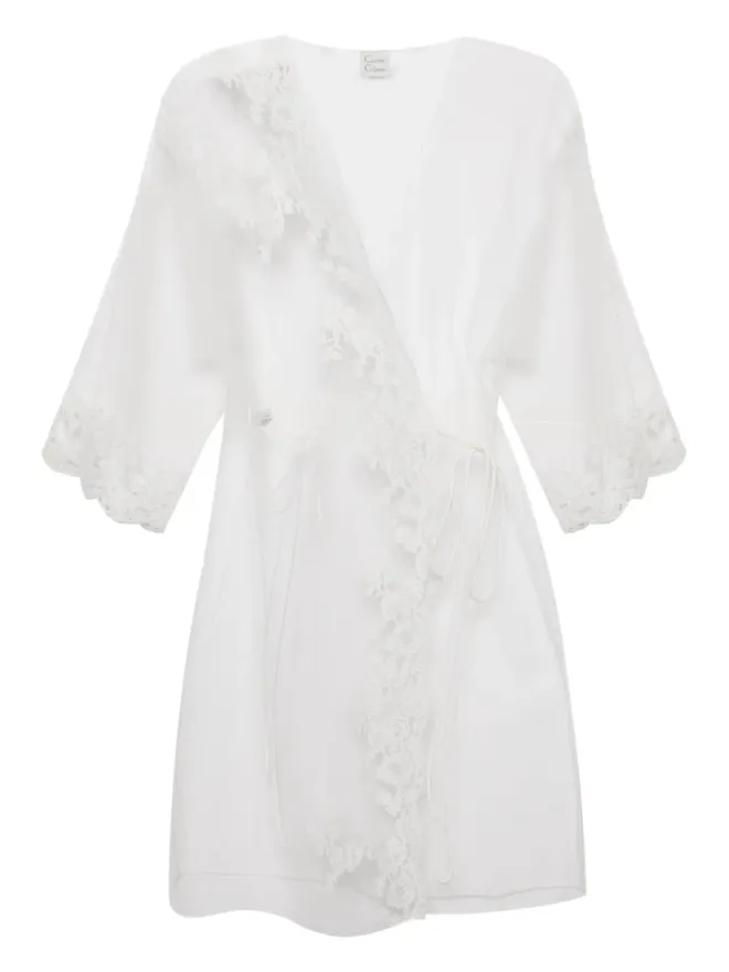Carine Gilson Carine Gilson レースアップリケ付きシアーキモノの商品画像
