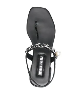 Miu Miu パールディテール フラットサンダル - サムネイル4