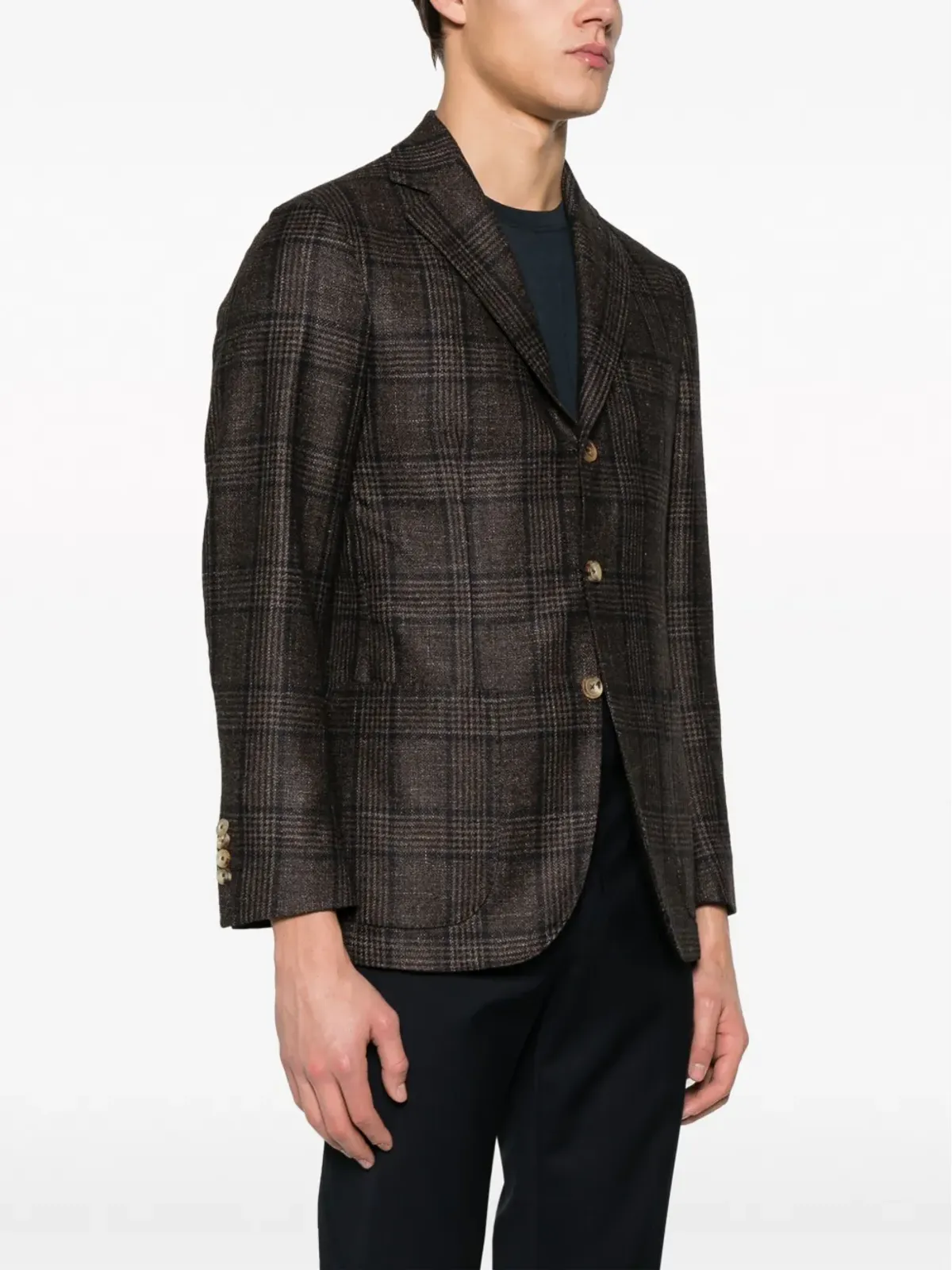 SARTORIO NAPOLI tartan pattern blazer - Brown - 画像3
