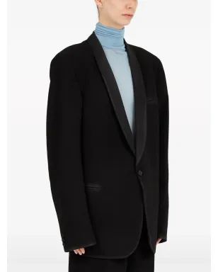 Maison Margiela フォーステッチ ロゴ シングルブレスト ブレザー - ブラック - サムネイル3