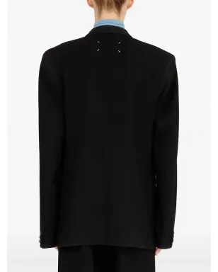 Maison Margiela フォーステッチ ロゴ シングルブレスト ブレザー - ブラック - サムネイル4