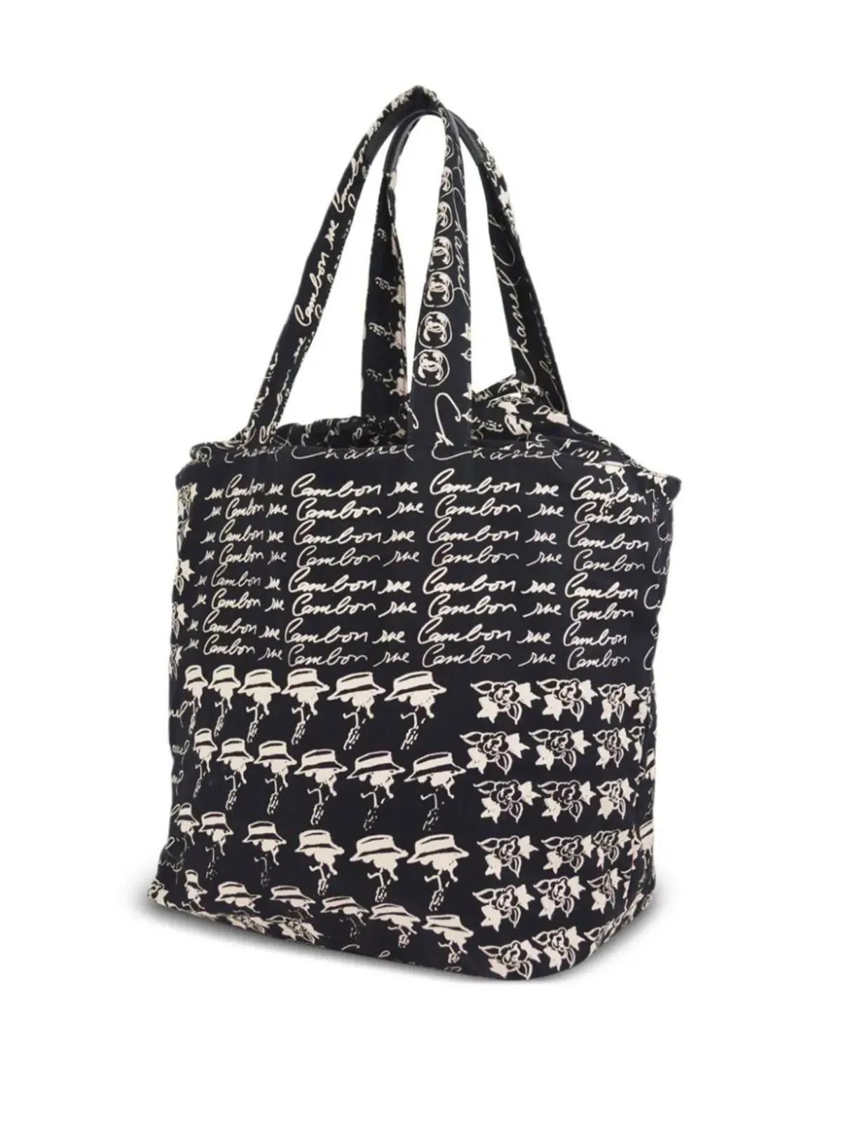 CHANEL ビンテージ Camélia ウール トート バッグ - ブラック - 画像2