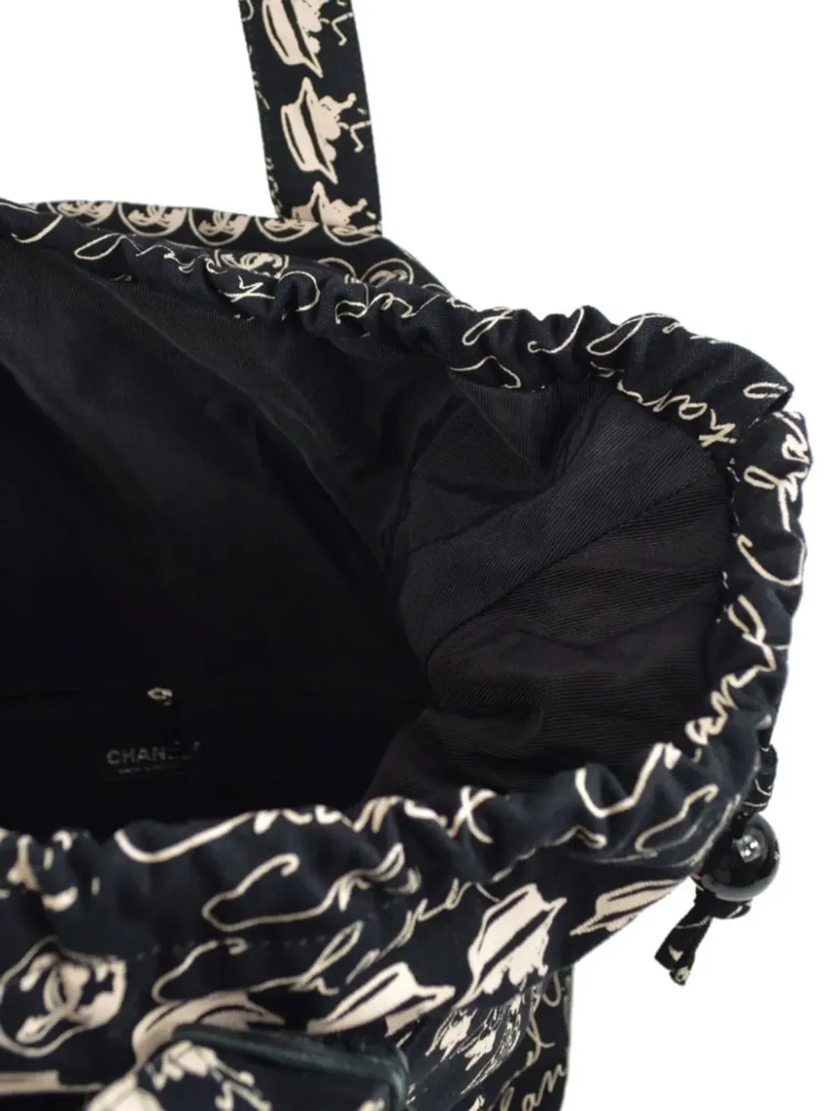 CHANEL ビンテージ Camélia ウール トート バッグ - ブラック - 画像4