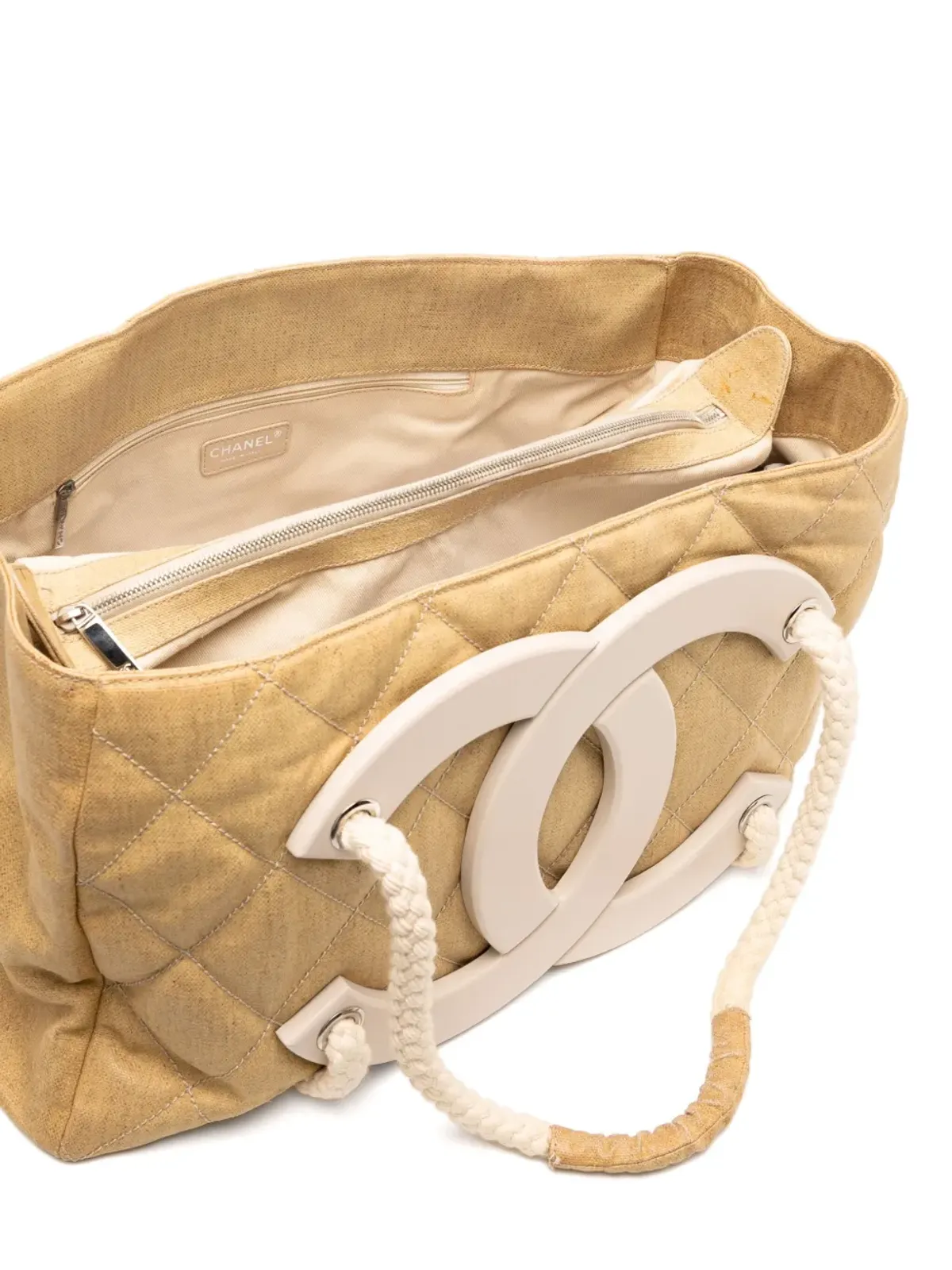 CHANEL ビンテージ 2008 Cruise Yacht コーテッドキャンバス トートバッグ - ブラウン - 画像5