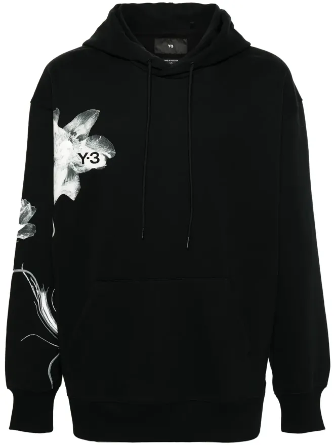 Y-3 Y-3 花柄プリントのドローストリングフードパーカー - ブラックの商品画像