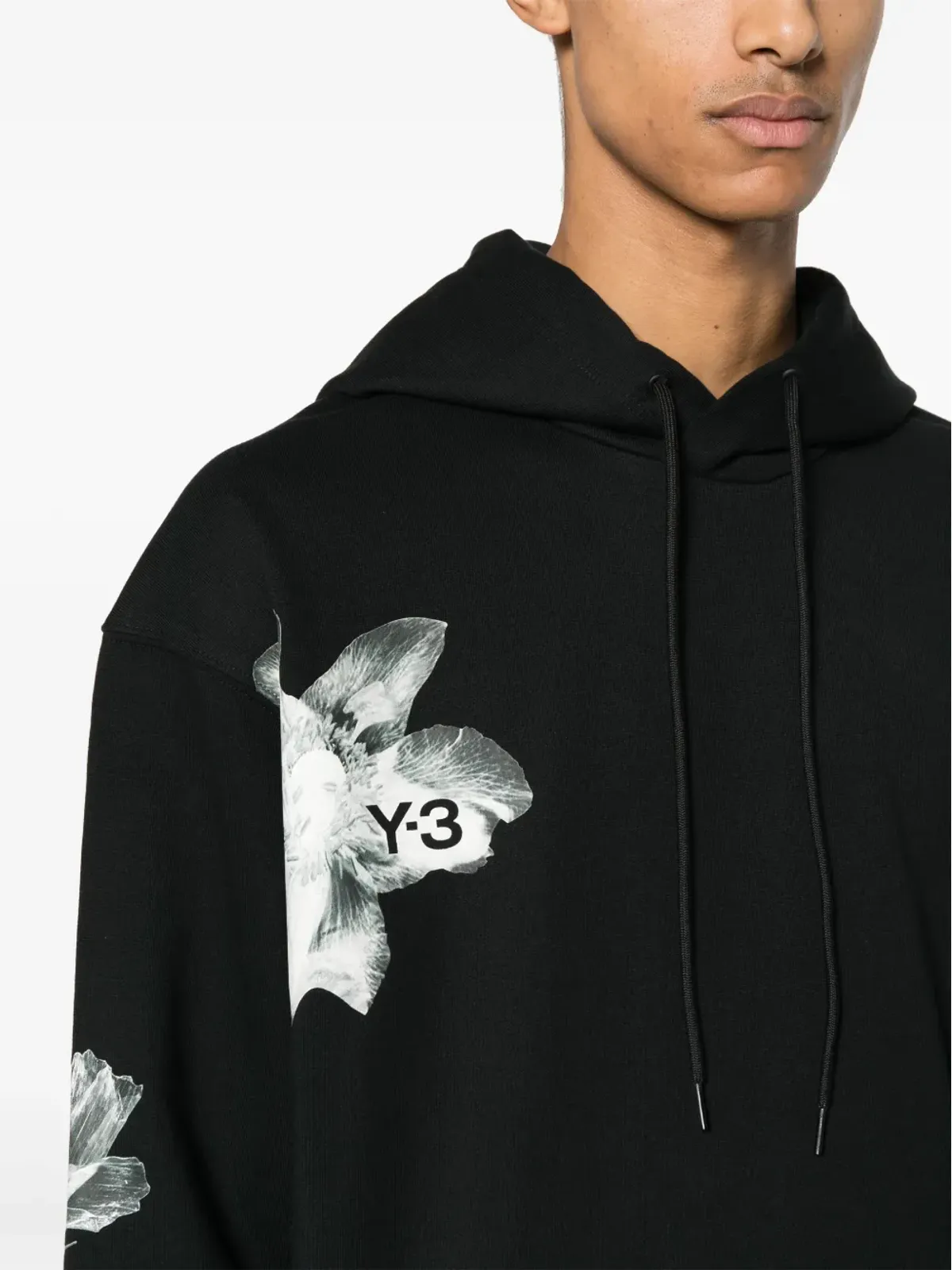 Y-3 花柄プリントのドローストリングフードパーカー - ブラック - 画像5