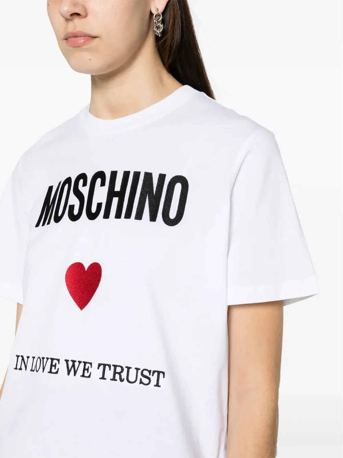 Moschino In Love We Trust コットン Tシャツ - 画像5