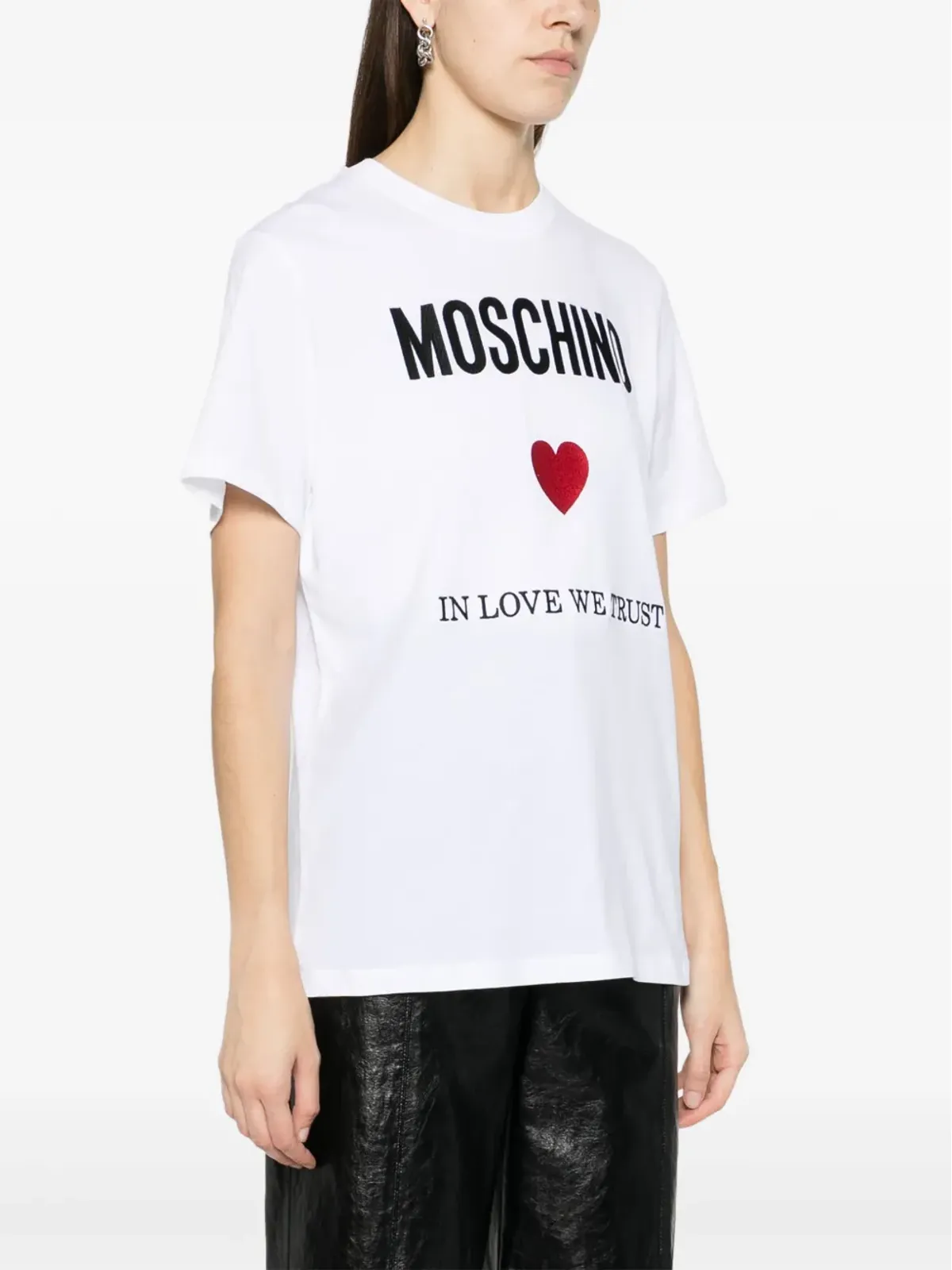 Moschino In Love We Trust コットン Tシャツ - 画像3