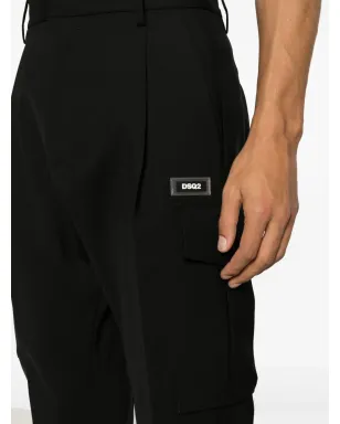 DSQUARED2 ユーティリティ ワンプリーツ テーパードパンツ ブラック - サムネイル5